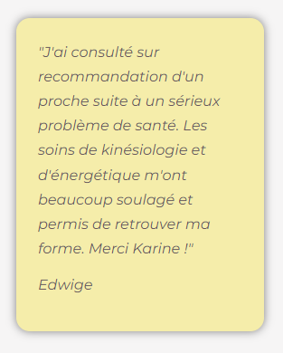 Témoignage d'un accompagnement de kinésiologie énergétique pour des troubles suite à un grave problème de santé.