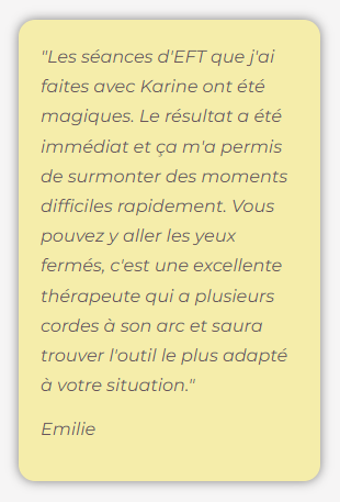 Témoignage de séances d'hypnose et EFT pour surmonter des moments difficiles.