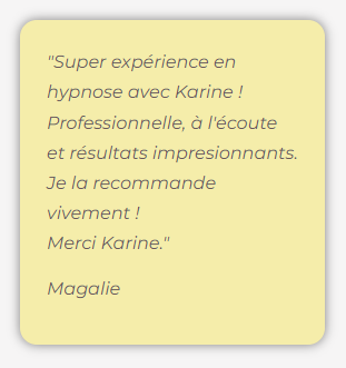 Témoignage sur un accompagenement par l'hypnose thérapeutique.